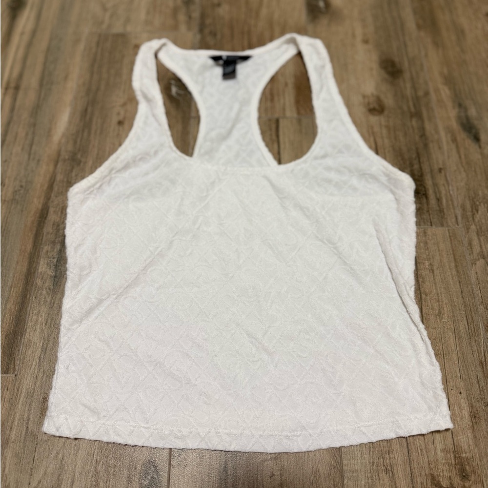 Victoria’s Secret White Size Medium Textured Terry Cloth Fabric Top
